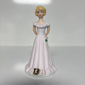 Growing Up Birthday Girls Figurine Age 13 Blonde Enesco 1981 Vintage Collectible